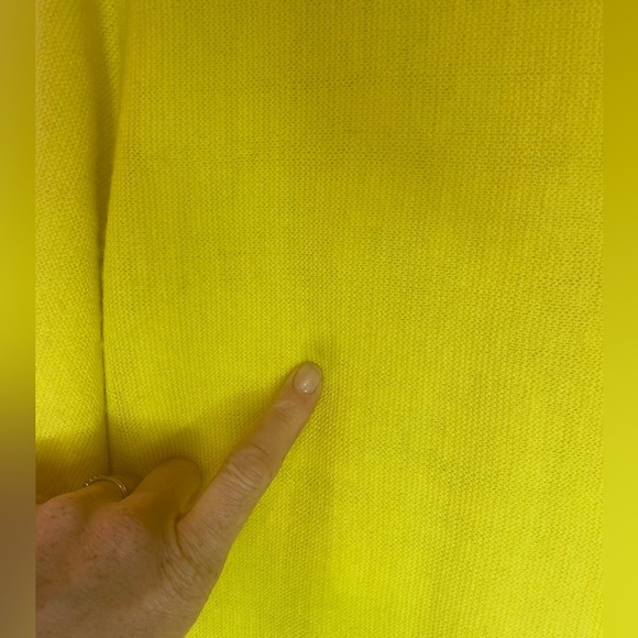 Vintage Lacoste 100% Wool Knit Oversized Button Up V-Neck Sweater Neon Yellow - Picture 10 of 11